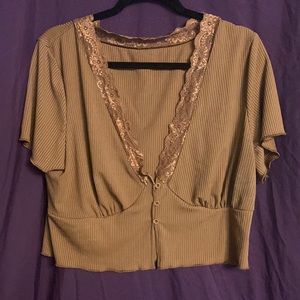 Shein 3xl light brown button down top